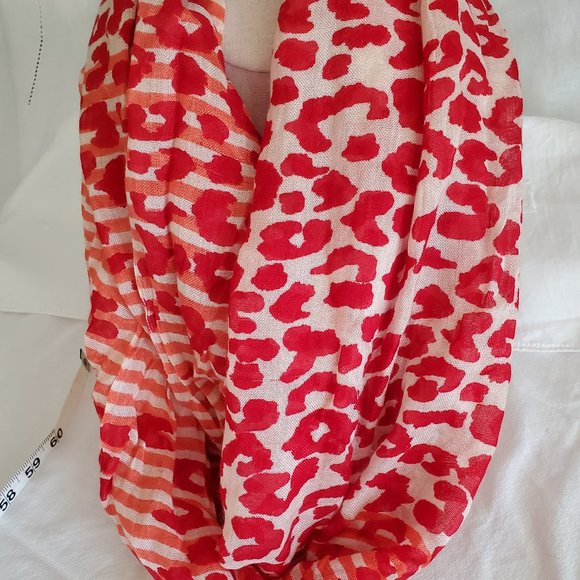 Calvin Klein Accessories - Calvin Klein Infinity Scarf Red Leopard + Stripes